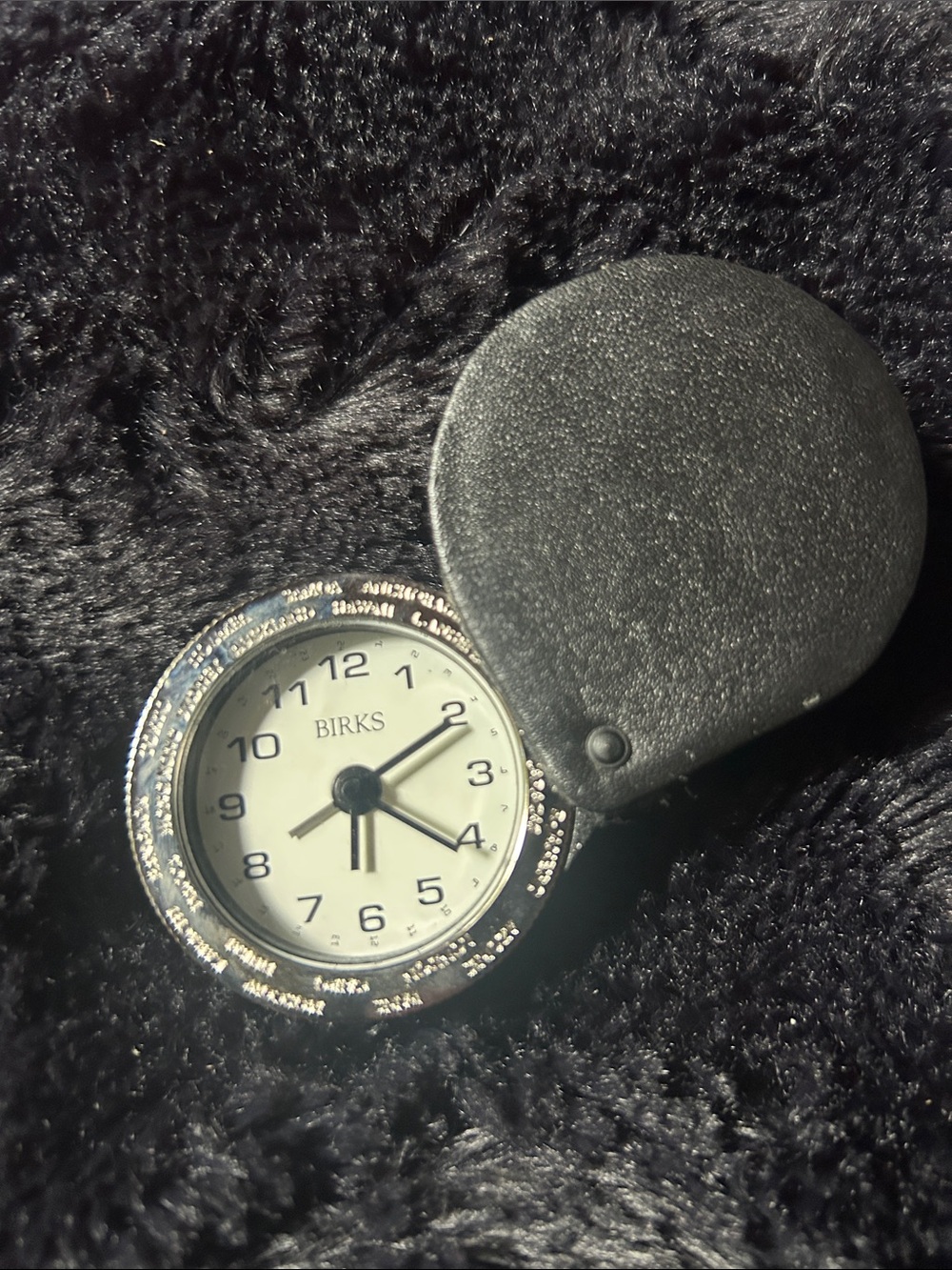 Black Travel Folding Pocket Watch - Black Dial